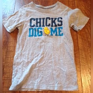Carter's "Chicks Dig Me" Graphic Tee Heather Gray Boy Sz 6